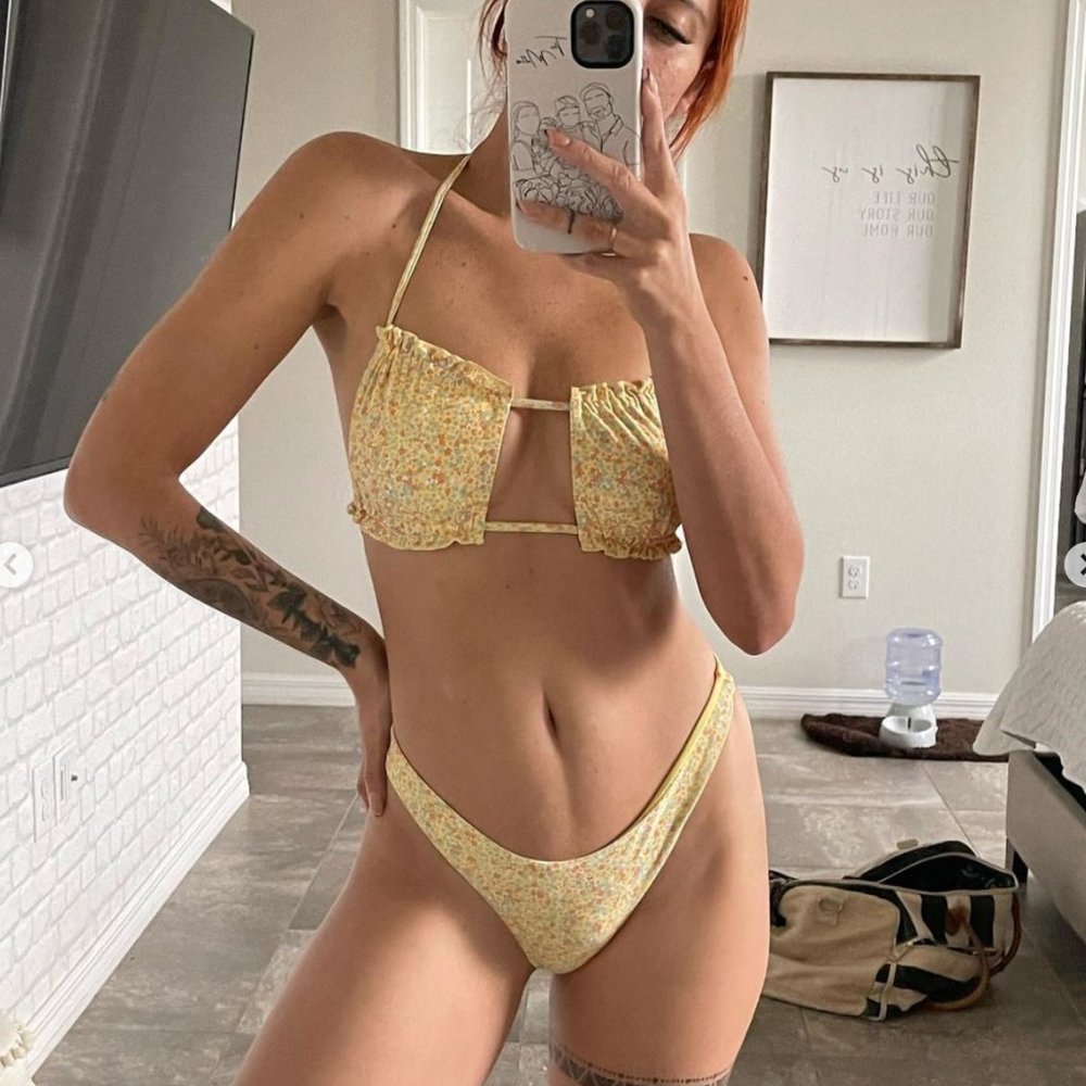 Yellow flower cheeky bikini